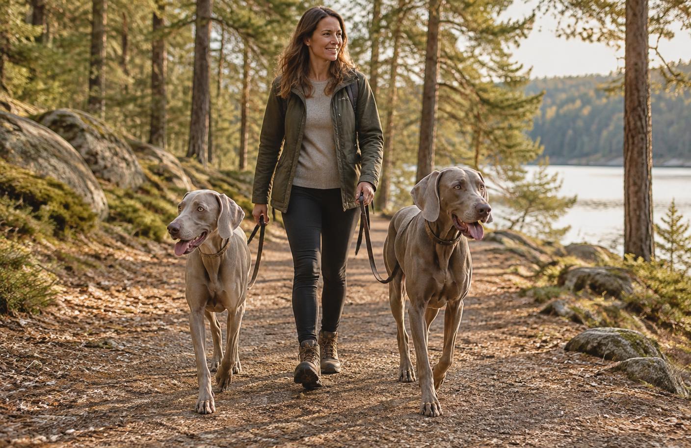Dos Weimaraners en un paseo